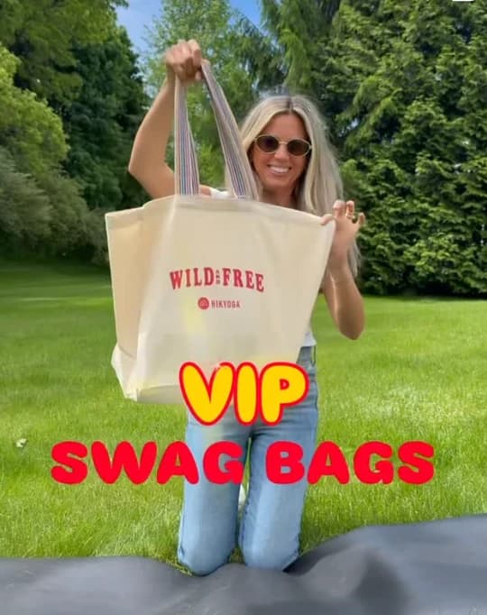 VIP swag bag reveal with a Wild and Free Hikyoga tote