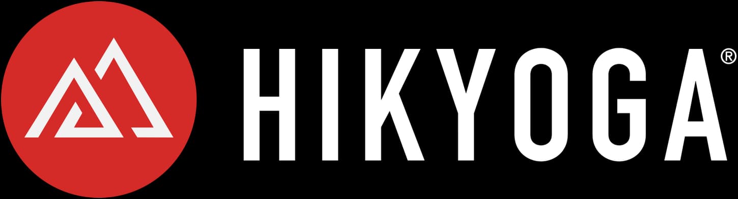 Hikyoga logo reversed in white