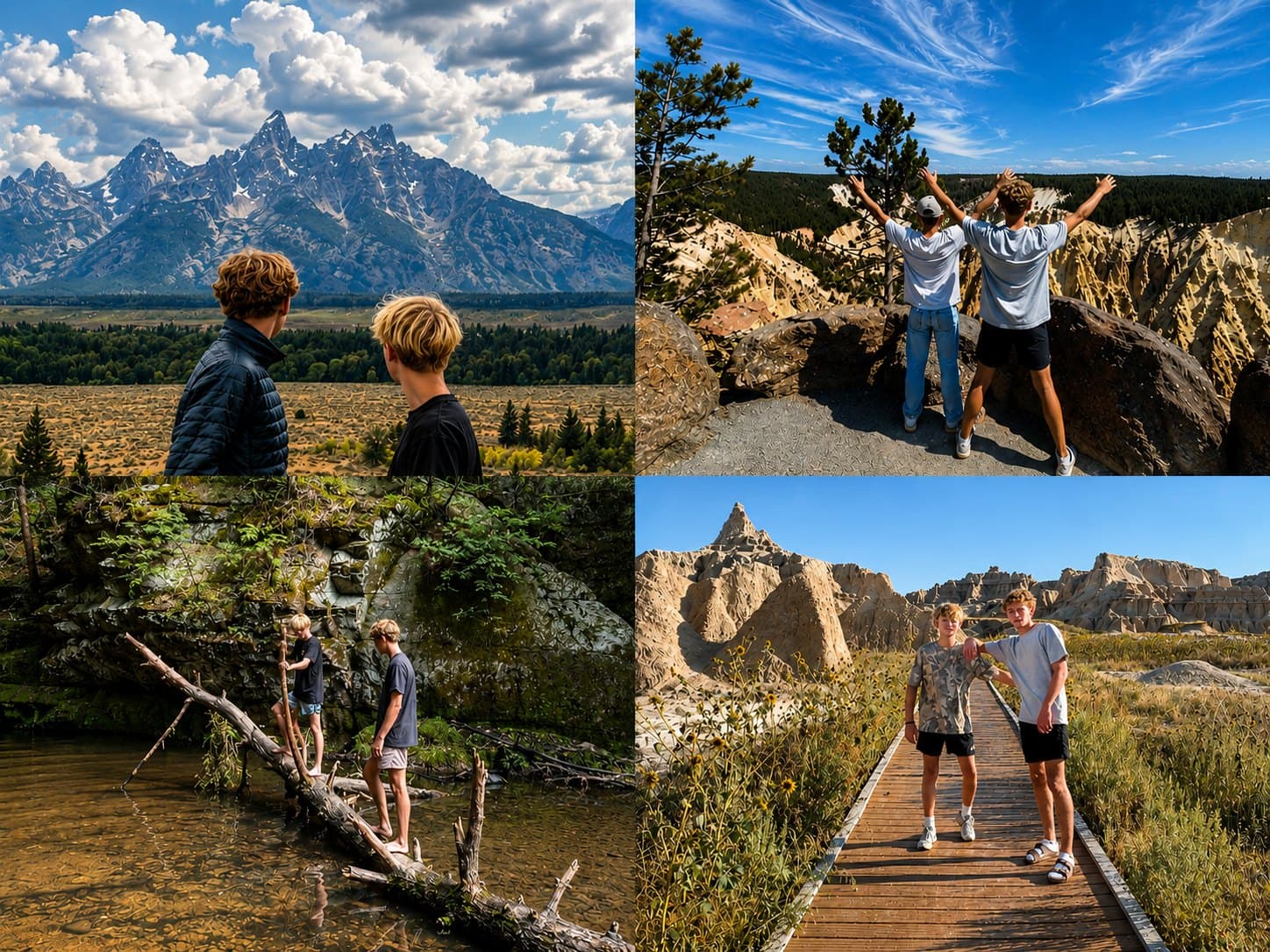 Road trip out west: mountains, canyons and boardwalks, collage