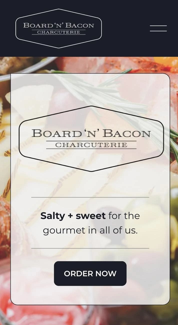Board N Bacon homepage on mobile