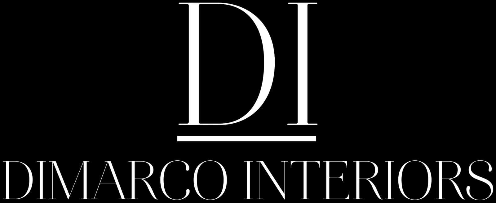 DiMarco Interiors logo reversed in white