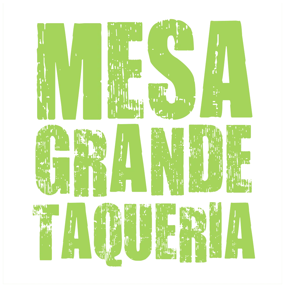 Mesa Grande Taqueria logo reversed in white