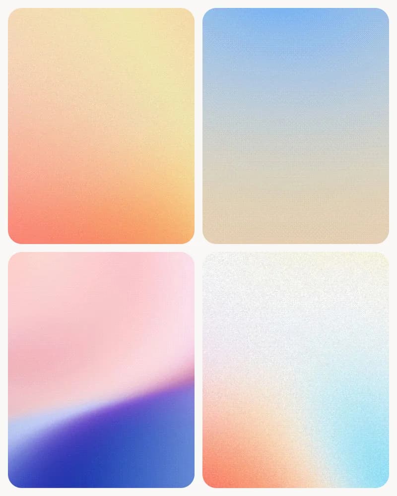 Noden's four signature gradients: warm, sky, dusk and coral